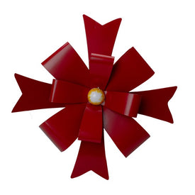 19" Red Metal Christmas Bow Wall Decoration