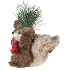 7" Standing Squirrel with Pine Sprig and Red Scarf Tabletop Christmas Figurine