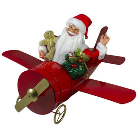 32" Waving Santa Delivering Presents On a Plane Christmas Decoration