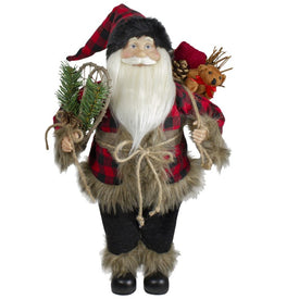 18" Standing Santa Christmas Figurine with Snow Shoes and Bear
