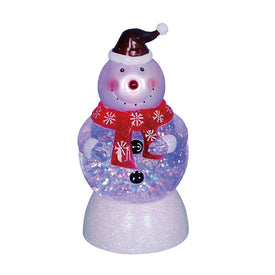 7.5" Color-changing Snowman with Santa Hat LED Lighted Snow Globe Christmas Figurine