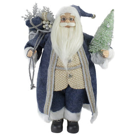 18" Standing Santa Christmas Figurine with a Decorated Tree
