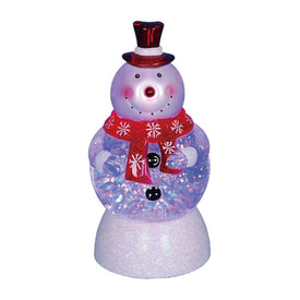 7.5" Color-changing Snowman with Top Hat LED Lighted Snow Globe Christmas Figurine