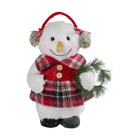 12" Plush Girl Snowman with Ear Muffs Christmas Figurine