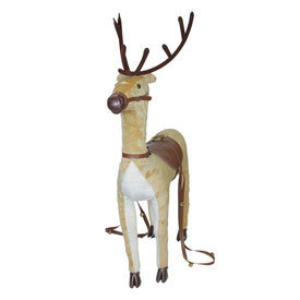 40" Plush Standing Reindeer Christmas Decoration with Saddle and Jingle Bells