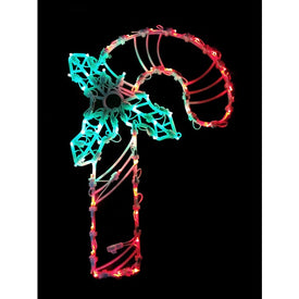 18" Red and Green Candy Cane LED Lighted Window Silhouette Christmas Decoration