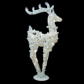 30" White and Silver Battery-Operated LED Lighted Reindeer Christmas Decoration