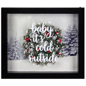 14" 3-D Baby It's Cold Outside LED Lighted Christmas Decoration Shadow Box with Black Frame