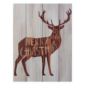 11.75" Brown Reindeer Merry Christmas Lighted Wall Plaque