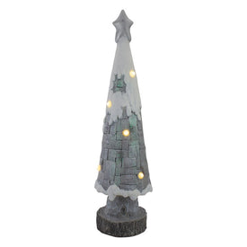 29" Gray and White LED Lighted Tabletop Christmas Tree