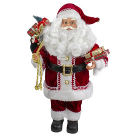 18" Standing Curly Beard Santa Christmas Figurine with Presents