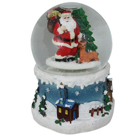 5.5" Santa Claus with Christmas Tree and Reindeer Musical Water Snow Globe