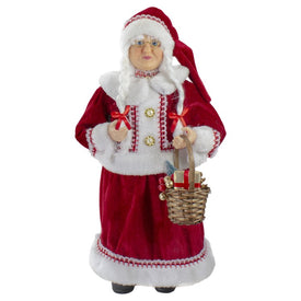 18" Standing Mrs. Claus Christmas Figurine with a Basket of Goodies