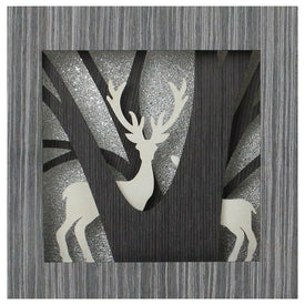 12" Glittered Woodland Deer Silhouette Box Framed Christmas Tabletop Decoration