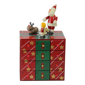 10.5" Red and Green Elegant Advent Storage Calendar Box