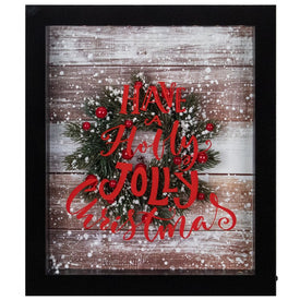14" 3-D Have a Holly Jolly Christmas LED Lighted Christmas Shadow Box Decoration with Black Frame