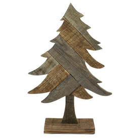 23.5" Brown Textured Wood Tabletop Christmas Tree