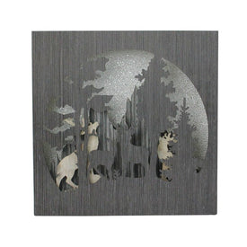 13.75" Glittered Winter Woodland Deer Christmas Shadow Box Tabletop Decoration