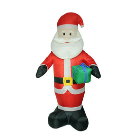 8' Red Pre-Lit Inflatable Santa Claus with Gift Christmas Outdoor Decoration