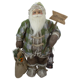 2' Standing Santa Christmas Figurine Carrying a Welcome Sign
