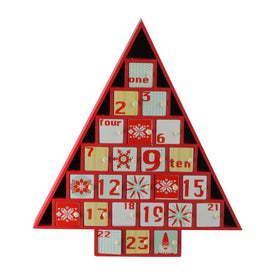 14.5" Red and White Christmas Tree Advent Calendar Decoration