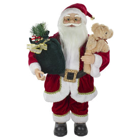 2' Standing Santa Christmas Figurine with a Plush Bear