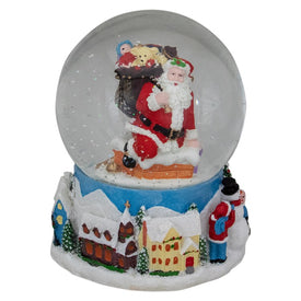 6.5" Santa Coming Down The Chimney Christmas Snow Globe