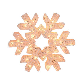 24" Orange and White LED Lighted Snowflake Christmas Decoration