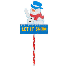 28.5" Pre-Lit Snowman Let It Snow Christmas Lawn Stake with Clear Lights