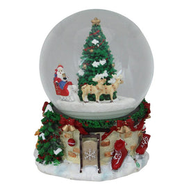 6.5" Musical and Animated Santa On Sleigh Rotating Christmas Snow Globe