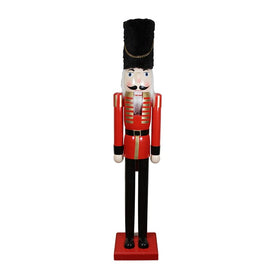 5' Commercial-Grade Size Wooden Red and Black Christmas Nutcracker Soldier