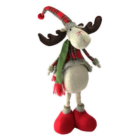 28.5" Red and Green Plaid Two-leg Standing Deer