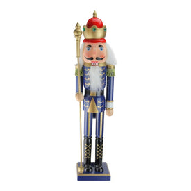 24" Blue and Gold Christmas Nutcracker King with Scepter