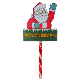 28" Pre-Lit Santa Claus Merry Christmas Lawn Stake with Clear Lights