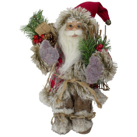 12" Standing Outdoor Santa Christmas Figurine with Fur Boots and Presents