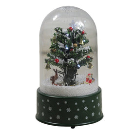11.75" Pre-Lit Musical and Animated Christmas Tree Snow Globe Glittering Snow Dome