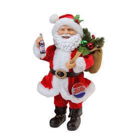 12" Red and White Santa Claus with Gift Sack Christmas Figurine