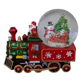 8.5" Green and Red Christmas Train Snow Globe
