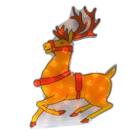 18" Yellow and Red Holographic Shimmering Reindeer Lighted Window Silhouette Christmas Decoration