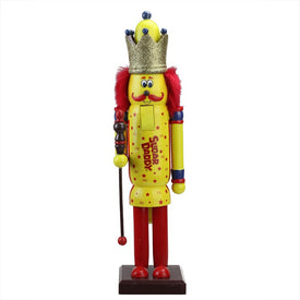 14" Yellow and Red Sugar Daddy King Wooden Christmas Nutcracker Figurine