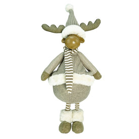 24.75" Gray and Beige Standing Moose Christmas Tabletop Figurine