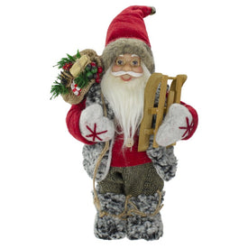 12" Standing Santa Christmas Figurine Carrying Presents and a Sled