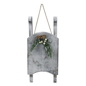 15" Gray Distressed Finish Christmas Sled Wall Hanging
