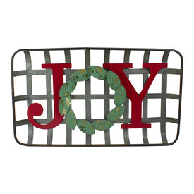 24" Red and Green Joy Rustic Tobacco Basket Christmas Wall Decoration