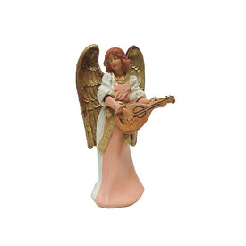 6" Pink and Gold Eva Angel with Mandolin Christmas Nativity Figurine