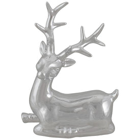 10" Metallic Silver Sitting Reindeer Christmas Tabletop Decoration