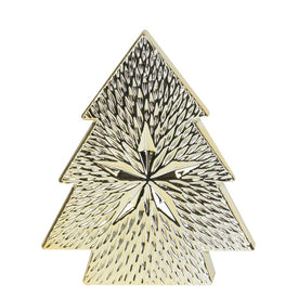 8" Gold Ceramic Textured Tree with Star Tabletop Christmas Decoration