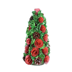 15.75" Red and Green Contemporary Flower Christmas Tree Decoration