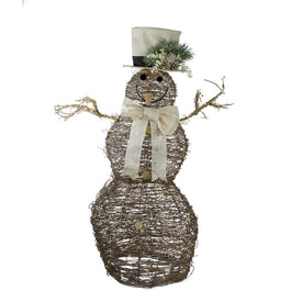 48" Rattan Snowman LED Lighted Outdoor Christmas Decoration