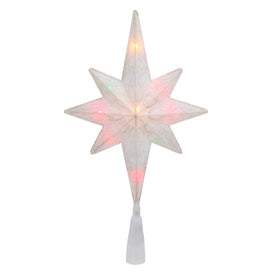 11" White Frosted Bethlehem Star Lighted Christmas Tree Topper with Multi Lights